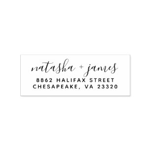 Stijlvol script huwelijksretouradresstempel rubberstempel