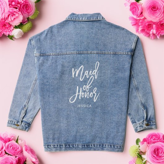 Stijlvol script "Maid of Honor" Persoonlijk Denim Jacket