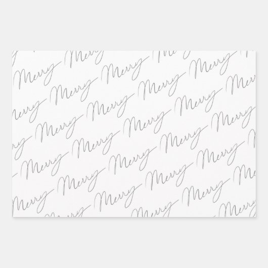 Stijlvol Script Merry & Waterverf Grey Inpakpapier Vel (Voorkant 3)