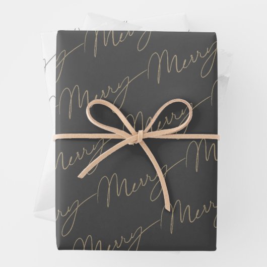 Stijlvol Script Merry & Waterverf Grey Inpakpapier Vel (In situ)