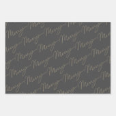 Stijlvol Script Merry & Waterverf Grey Inpakpapier Vel (Voorkant)
