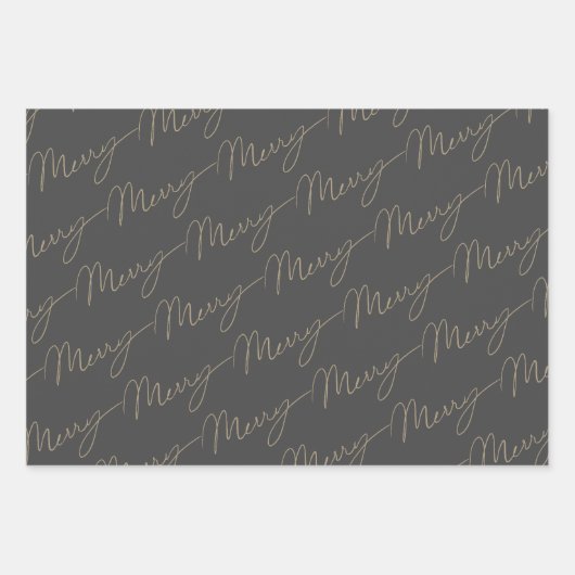 Stijlvol Script Merry & Waterverf Grey Inpakpapier Vel (Voorkant)