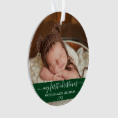 Stijlvol script Mijn eerste kerstBaby Groen Ornament (voorkant)