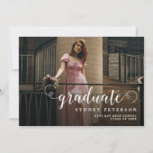 Stijlvol Script Modern 2 Photo Graduation Party Kaart (Voorkant)