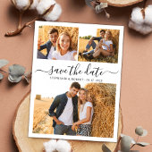 Stijlvol Script Modern 3 Fotocollage Bruiloft Opsl Save The Date