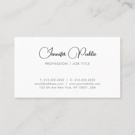 Stijlvol Script Modern Elegant Schattige Sjabloon  Visitekaartje (Achterkant)