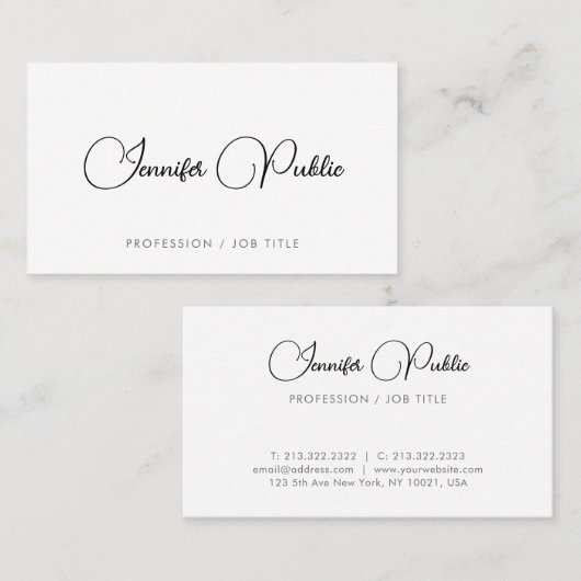 Stijlvol Script Modern Elegant Schattige Sjabloon  Visitekaartje (Voorkant / Achterkant)
