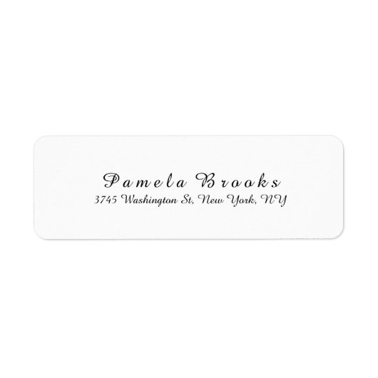 Stijlvol Script Modern Wit Plain Elegant Uniek Etiket (Voorkant)