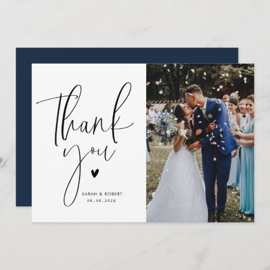stijlvol script moderne bruiloft bedankt kaart (Voorkant / Achterkant)