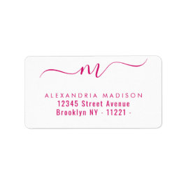 Stijlvol Script Monogram Hot Pink Modern Typografi Etiket