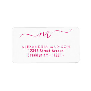Stijlvol Script Monogram Hot Pink Modern Typografi Etiket