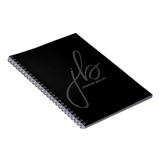 Stijlvol Script Monogram Initialen en naam Notitieboek (Rechterzijde)