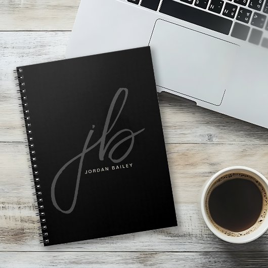 Stijlvol Script Monogram Initialen en naam Notitieboek