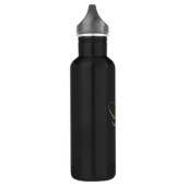 Stijlvol Script Monogram Initialen Goud Zwart Waterfles (Links)