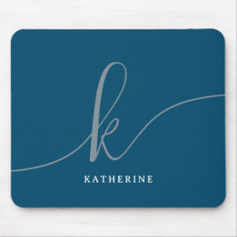 Stijlvol Script Monogram Navy Blue Muismat