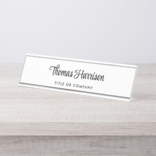 Stijlvol Script Monogram Professional Bureau Naambordje