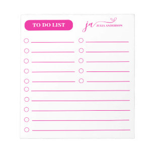 Stijlvol script monogram te doen lijst Hot Pink Notitieblok