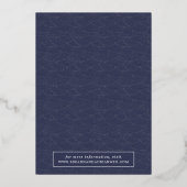 Stijlvol script | Navy & Silver Wedding Photo Folie Uitnodiging (Achterkant)