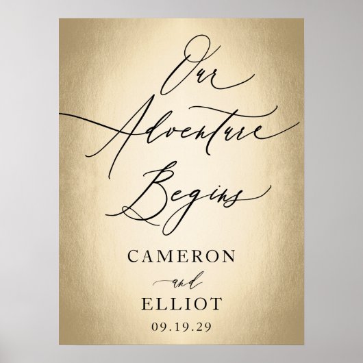 Stijlvol script Ons avontuur begint met bruiloft Poster (Voorkant)
