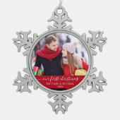 Stijlvol script ons eerste kerstpaar rood tin sneeuwvlok ornament (Voorkant)