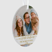 Stijlvol script onze eerste kerstgoudfamilie ornament (voorkant)