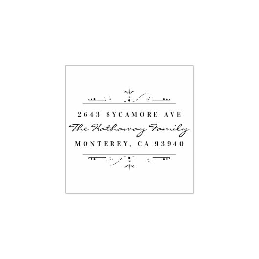 Stijlvol script & Ornament familie retour adres Rubberstempel (Afrduk)