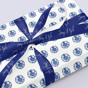 Stijlvol script paar namen marine blauw lint