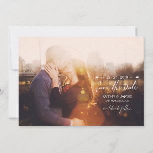 Stijlvol Script & Pijlen Volledige Foto Opslaan va Save The Date