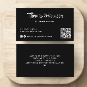 Stijlvol script QR-code zwart Visitekaartje