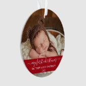 Stijlvol script Red Mijn eerste kerstBaby Ornament (voorkant)