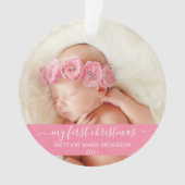 Stijlvol script Roze Mijn eerste kerstBaby Ornament (voorkant)