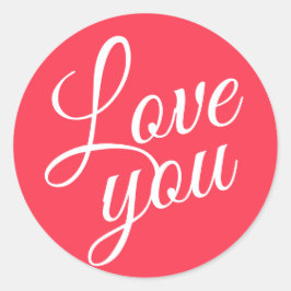 Stijlvol script Schattige Love You Red Quotes Ronde Sticker