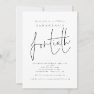 Stijlvol Script Veertigste Verjaardagsfeest Kaart