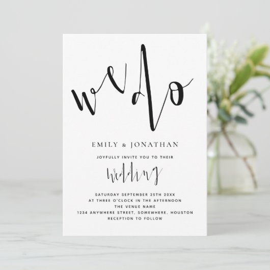 Stijlvol script waarmee we zwart en wit kunnen wed kaart (Staand voorkant)