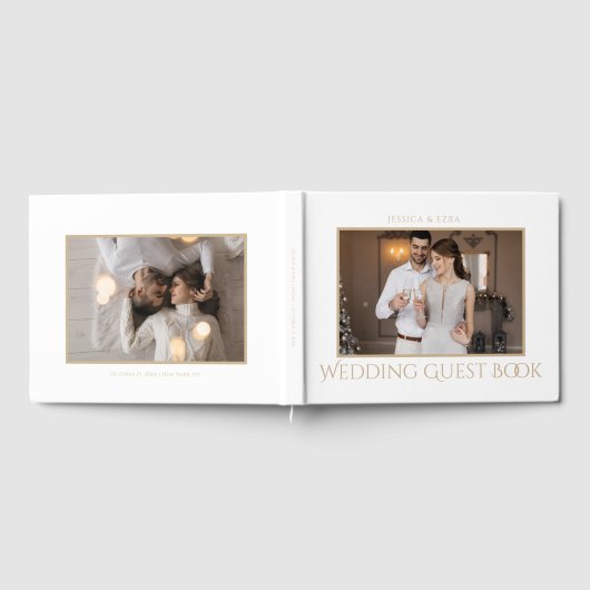 Stijlvol Script Wit en Goud | Foto Gastenboek (Volledig)