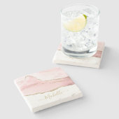 stijlvol scriptgoud en bruin agaat stenen onderzetter (Zijkant)