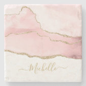 stijlvol scriptgoud en bruin agaat stenen onderzetter (Voorkant)