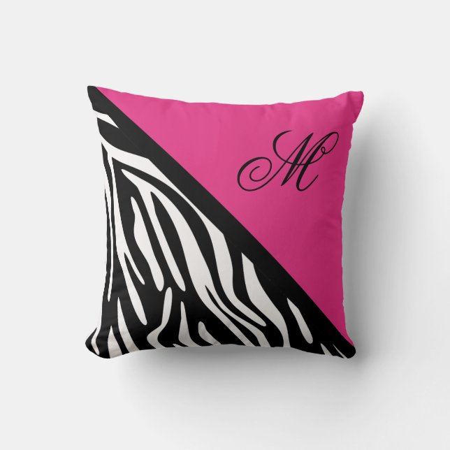 Stijlvol Sierkussen van Zebra Afdrukken en Roze mo (Voorkant)