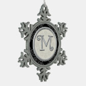 Stijlvol Silver Monogram M Kerstmis Tin Sneeuwvlok Ornament (Links)