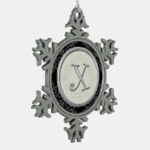 Stijlvol Silver Monogram X Kerstmis Tin Sneeuwvlok Ornament (Links)