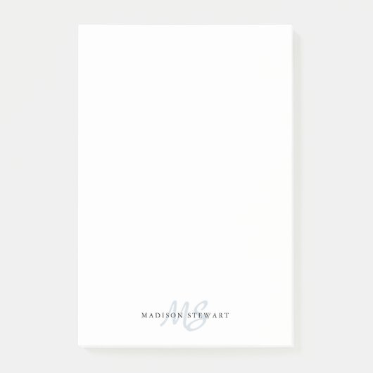 Stijlvol Silvery Grey Brush Monogram Cute Post-it® Notes (Voorkant)