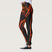 Stijlvol Sinaasappel Black Leaf Leggings (Links)