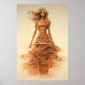 Stijlvol Spaghetti Mode Design Sketch Poster - H (Voorkant)