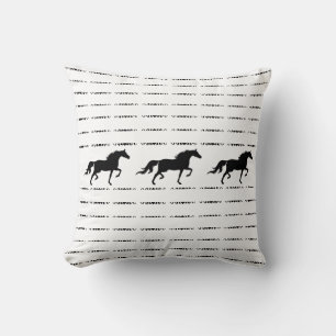 Stijlvol sterrenpatroon & paarden in zwart & wit kussen