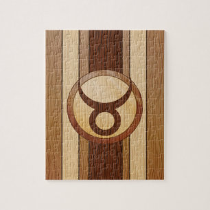 Stijlvol symbool voor hout Taurus Zodiac Legpuzzel