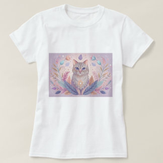 Stijlvol T-shirt met schattig kitten in pastelkleu