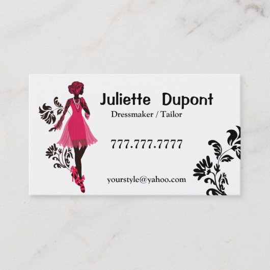 Stijlvol Tailor Dressmaker White Visitekaartje (Voorkant)