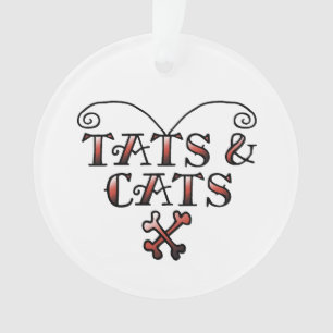 Stijlvol Tattoo met liefdesvlekken en katten Ornament