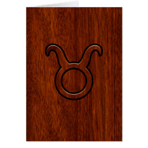 Stijlvol Taurus Zodiac-teken op Mahogany, zoals af