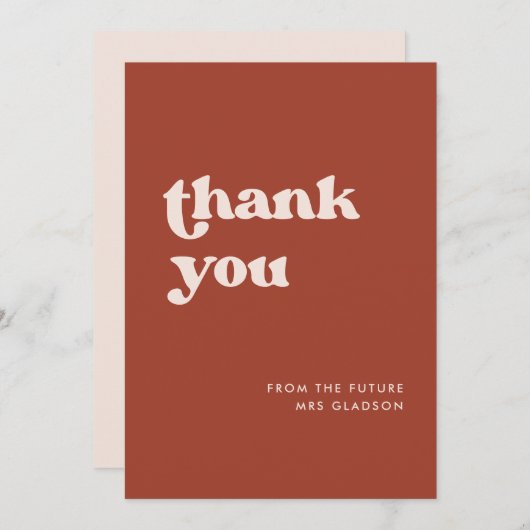 Stijlvol Terracotta Vrijgezellenfeest Dank u kaart (Voorkant / Achterkant)